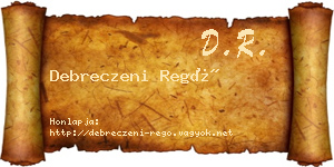 Debreczeni Regő névjegykártya